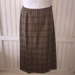 Long faux wrap plaid skirt